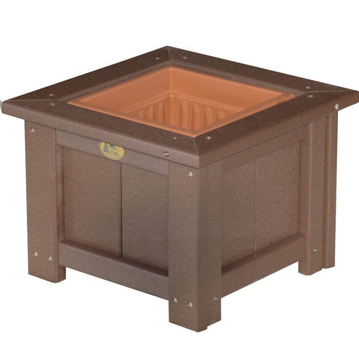 LuxCraft LuxCraft Chestnut Brown Recycled Plastic Square Planter With Cup Holder Chestnut Brown / 15" Planter Box P15SPCBR