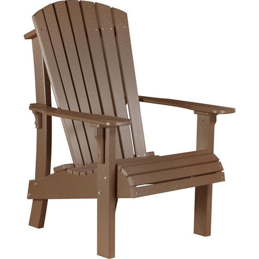 LuxCraft LuxCraft Chestnut Brown Royal Recycled Plastic Adirondack Chair With Cup Holder Chestnut Brown Adirondack Deck Chair RACCBR