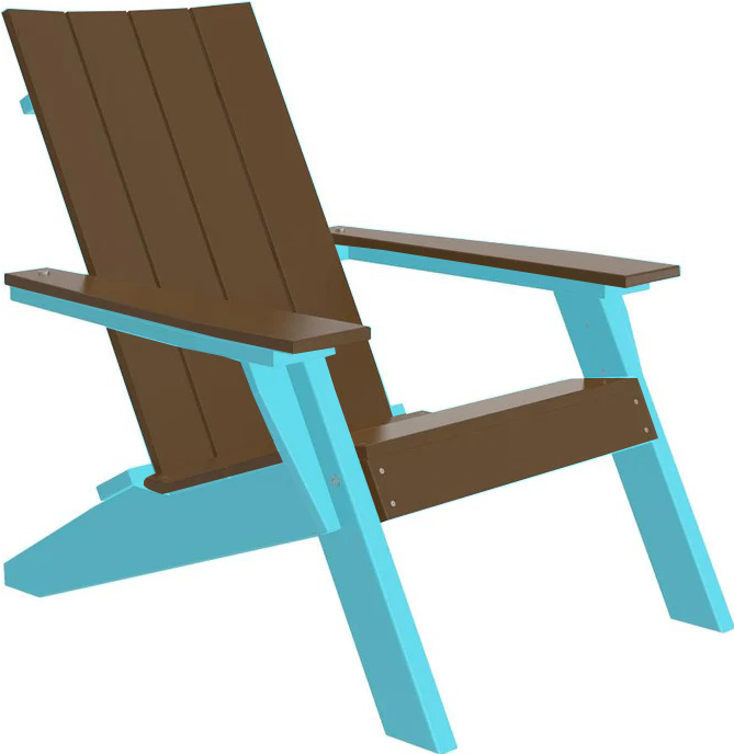 LuxCraft Luxcraft Chestnut Brown Urban Adirondack Chair With Cup Holder Chestnut Brown on Aruba Blue Adirondack Deck Chair