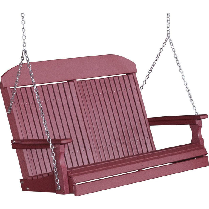 LuxCraft LuxCraft Classic Highback 4ft. Recycled Plastic Porch Swing Cherry Poly Porch Swing 4CPSC