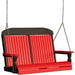 LuxCraft LuxCraft Classic Highback 4ft. Recycled Plastic Porch Swing With Cup Holder Red On Black Porch Swing 4CPSRB