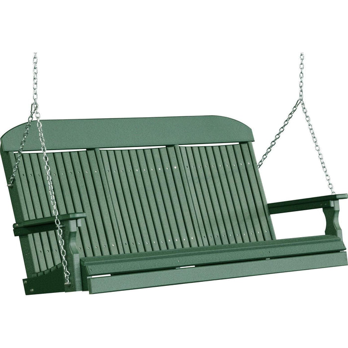 LuxCraft LuxCraft Classic Highback 5ft. Recycled Plastic Porch Swing Green / Classic Porch Swing 5CPSG