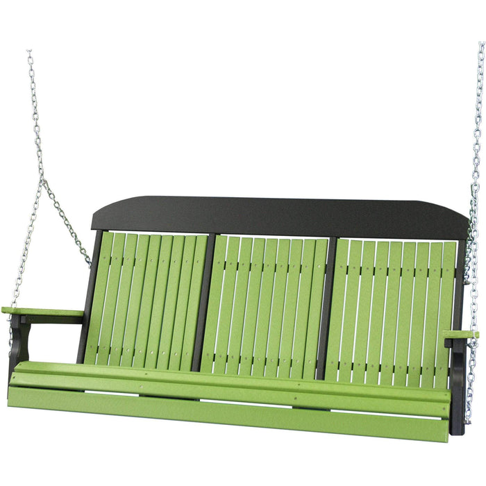 LuxCraft LuxCraft Classic Highback 5ft. Recycled Plastic Porch Swing Lime Green On Black / Classic Porch Swing 5CPSLGB