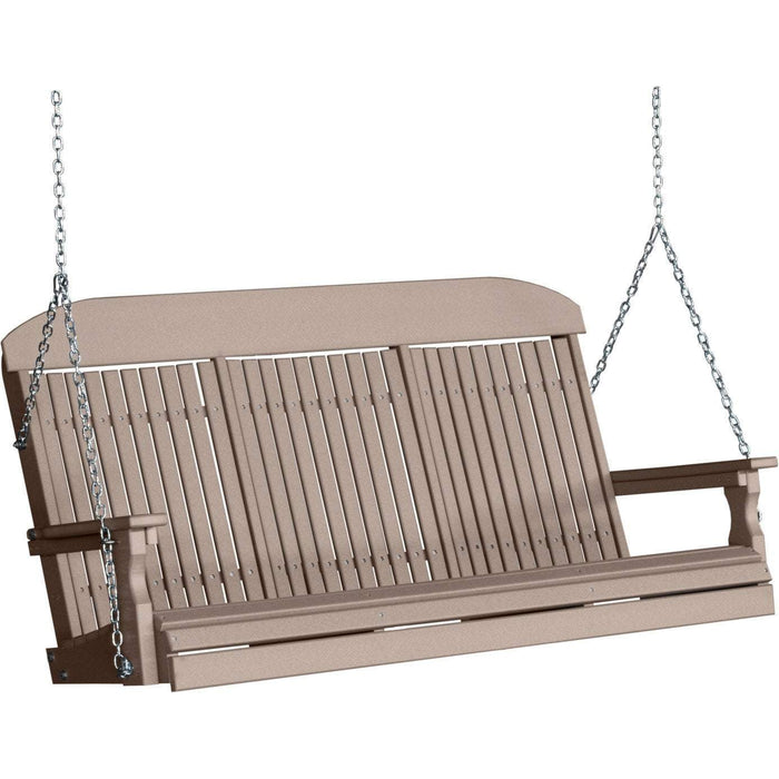 LuxCraft LuxCraft Classic Highback 5ft. Recycled Plastic Porch Swing Weatherwood / Classic Porch Swing 5CPSWW