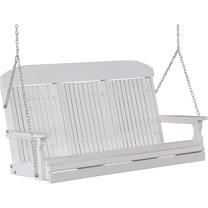 LuxCraft LuxCraft Classic Highback 5ft. Recycled Plastic Porch Swing With Cup Holder White / Classic Porch Swing Porch Swing 5CPSW