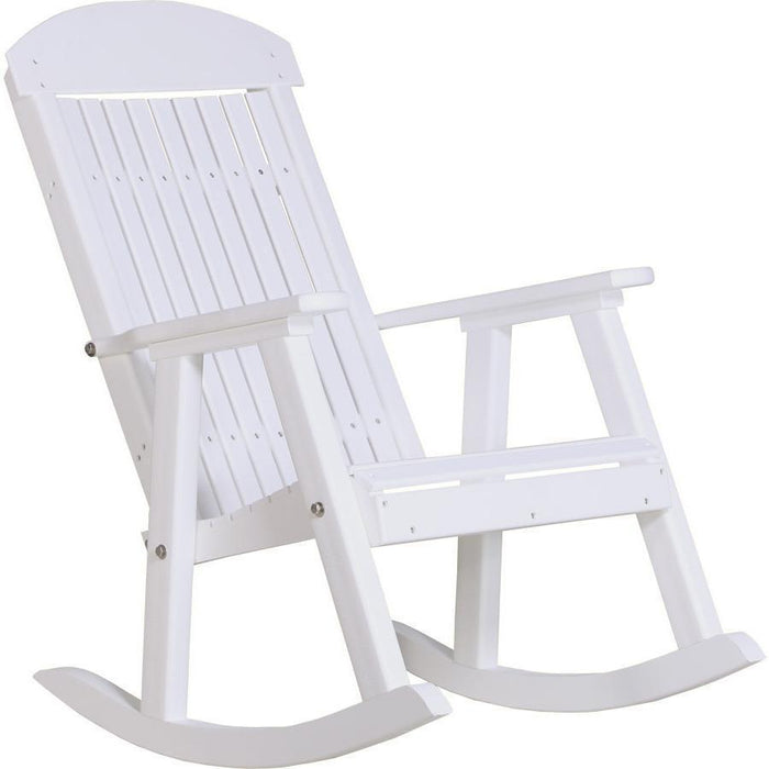 LuxCraft LuxCraft Classic Traditional Recycled Plastic Porch Rocking Chair (2 Chairs) White Rocking Chair PPRW