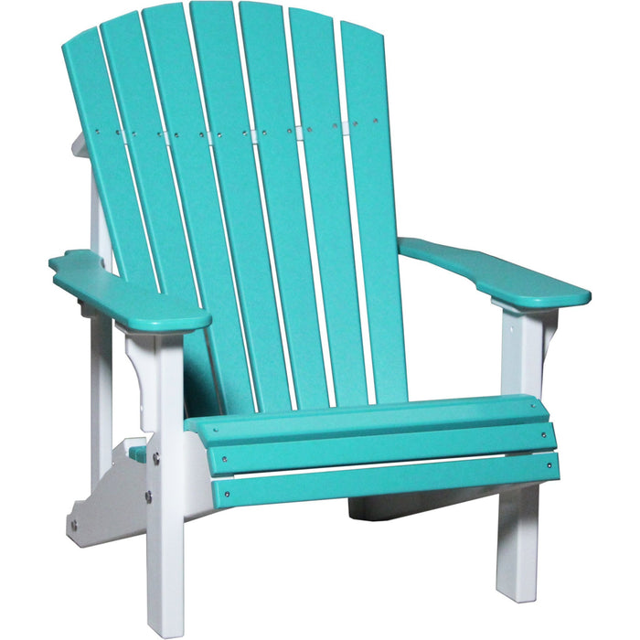 LuxCraft LuxCraft Deluxe Recycled Plastic Adirondack Chair Aruba Blue On White Adirondack Deck Chair PDACABW