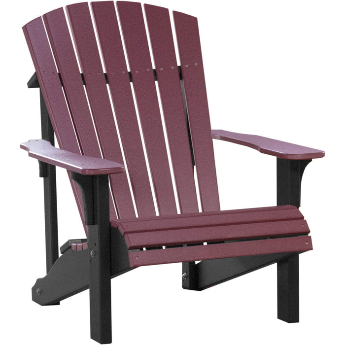 LuxCraft LuxCraft Deluxe Recycled Plastic Adirondack Chair Cherrywood On Black Adirondack Deck Chair PDACCWB