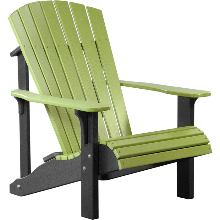 LuxCraft LuxCraft Deluxe Recycled Plastic Adirondack Chair Lime Green On Black Adirondack Deck Chair PDACLGB
