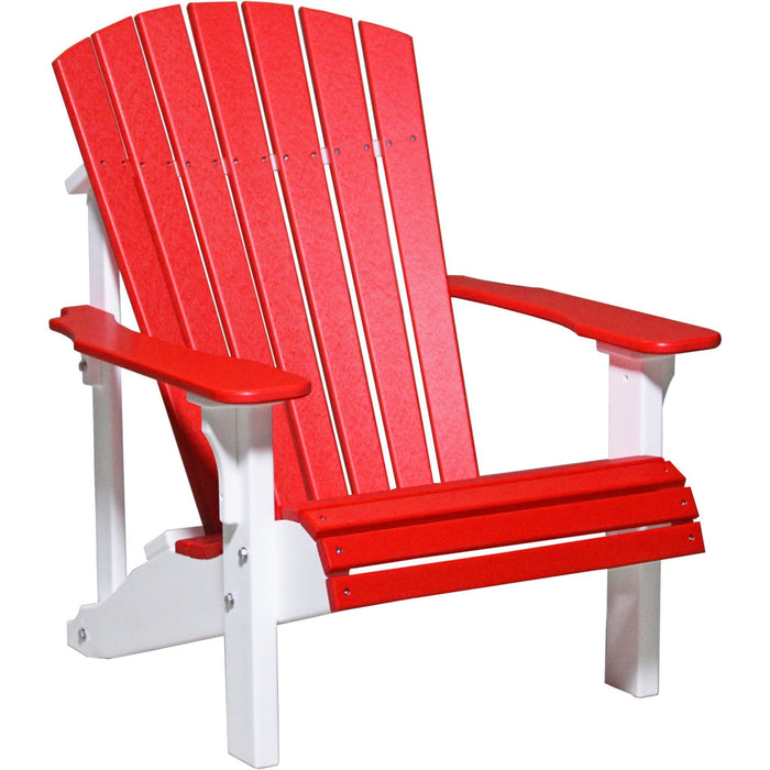 LuxCraft LuxCraft Deluxe Recycled Plastic Adirondack Chair Red On White Adirondack Deck Chair PDACRW