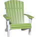LuxCraft LuxCraft Deluxe Recycled Plastic Adirondack Chair With Cup Holder Lime Green On White Adirondack Deck Chair PDACLGW