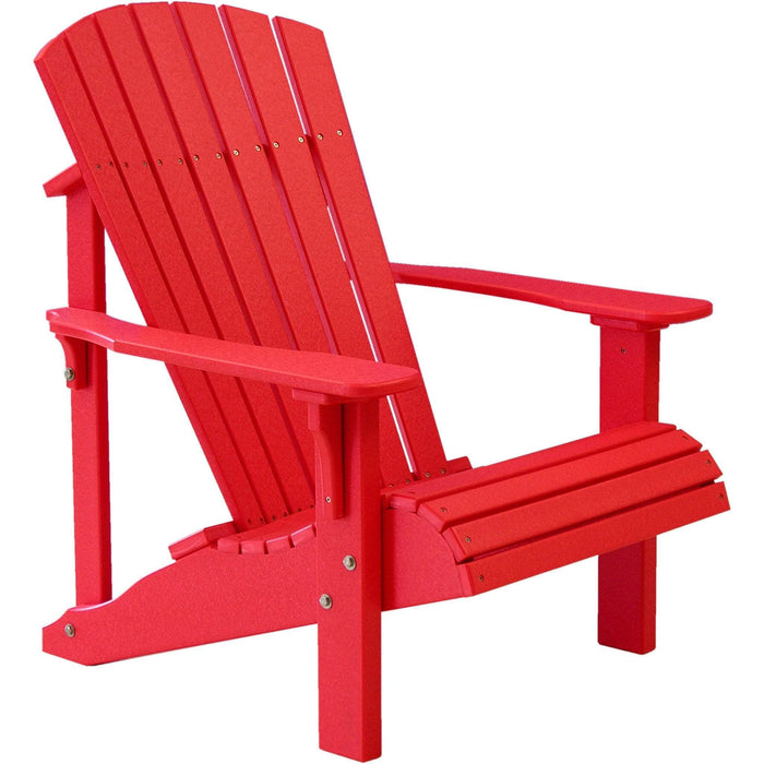 LuxCraft LuxCraft Deluxe Recycled Plastic Adirondack Chair With Cup Holder Red Adirondack Deck Chair PDACR