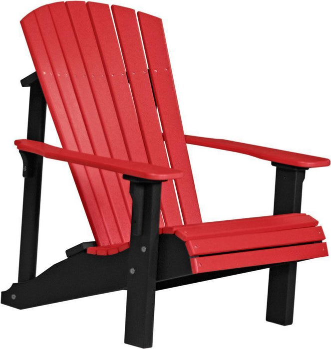 LuxCraft LuxCraft Deluxe Recycled Plastic Adirondack Chair With Cup Holder Red on Black Adirondack Deck Chair PDACRB