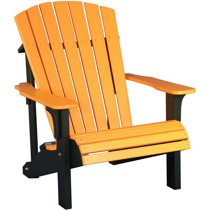 LuxCraft LuxCraft Deluxe Recycled Plastic Adirondack Chair With Cup Holder Tangerine On Black Adirondack Deck Chair PDACTB