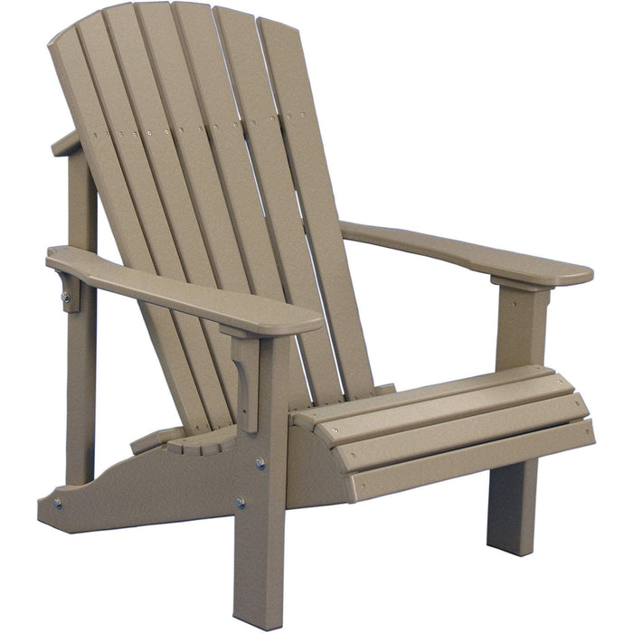 LuxCraft LuxCraft Deluxe Recycled Plastic Adirondack Chair With Cup Holder Weatherwood Adirondack Deck Chair PDACWW