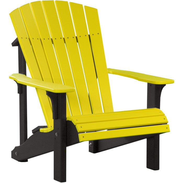 LuxCraft LuxCraft Deluxe Recycled Plastic Adirondack Chair With Cup Holder Yellow On Black Adirondack Deck Chair PDACYB