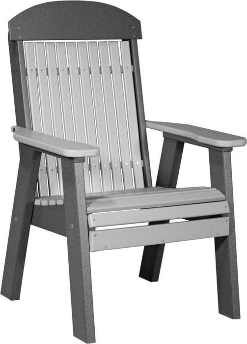 LuxCraft LuxCraft Dove Gray 2' Classic Highback Recycled Plastic Chair With Cup Holder Dove Gray on Slate Chair 2CPBDGS
