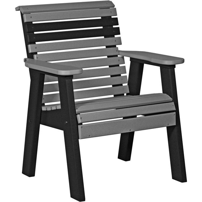 LuxCraft LuxCraft Dove Gray 2' Rollback Recycled Plastic Chair With Cup Holder Dove Gray on Slate Outdoor Chair 2PPBDGS