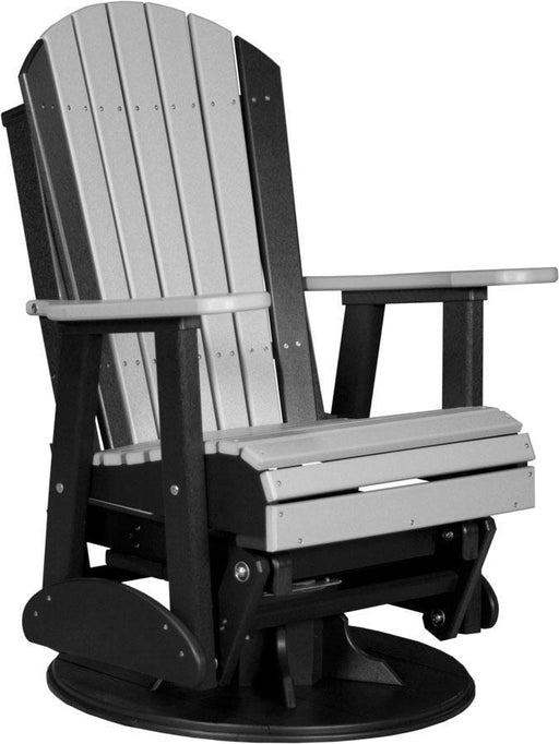 LuxCraft Luxcraft Dove Gray Adirondack Recycled Plastic Swivel Glider Chair Dove Gray on Black Glider Chair 2ARSDGOB