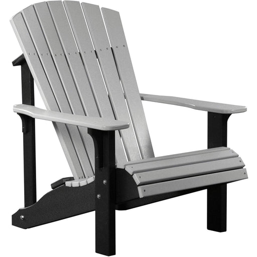 LuxCraft LuxCraft Dove Gray Deluxe Recycled Plastic Adirondack Chair Dove Gray On Black Adirondack Deck Chair PDACDGB