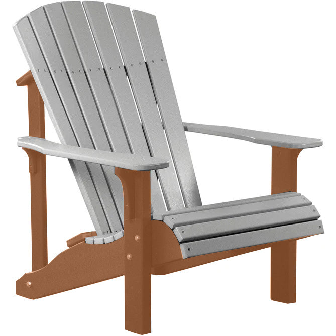 LuxCraft LuxCraft Dove Gray Deluxe Recycled Plastic Adirondack Chair Dove Gray on Cedar Adirondack Deck Chair