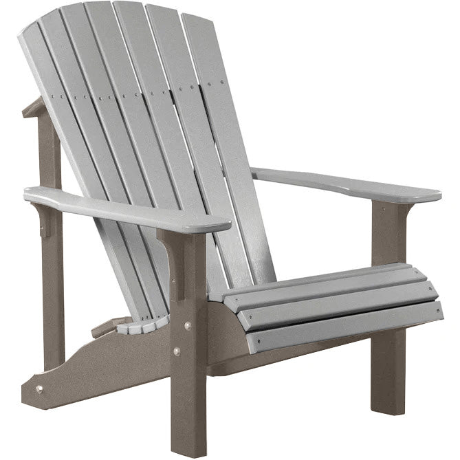 LuxCraft LuxCraft Dove Gray Deluxe Recycled Plastic Adirondack Chair Dove Gray on Weatherwood Adirondack Deck Chair