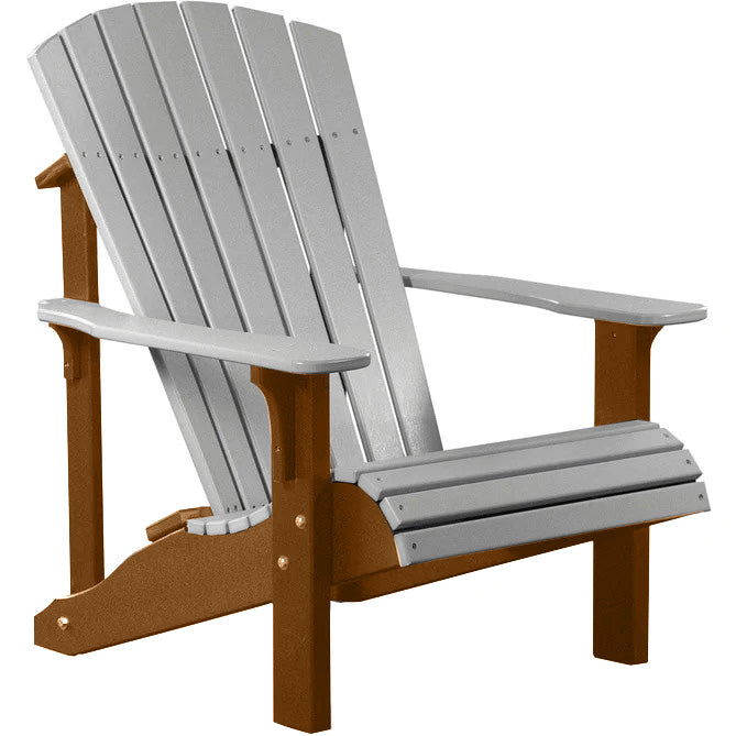 LuxCraft LuxCraft Dove Gray Deluxe Recycled Plastic Adirondack Chair With Cup Holder Dove Gray on Antique Mahogany Adirondack Deck Chair PDACDGAM