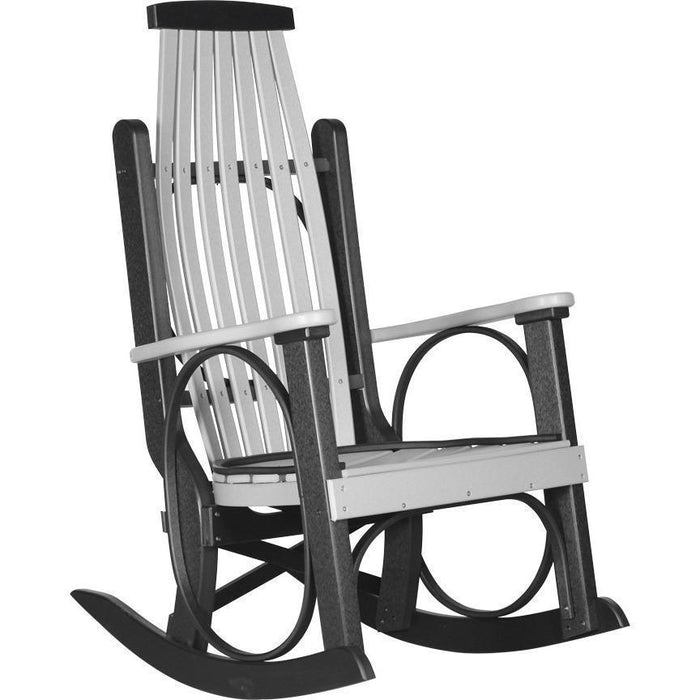 LuxCraft LuxCraft Dove Gray Grandpa's Recycled Plastic Rocking Chair (2 Chairs) With Cup Holder Dove Gray On Black Rocking Chair PGRDGB