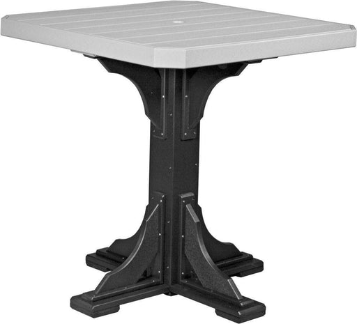 LuxCraft LuxCraft Dove Gray Recycled Plastic 41" Square Table With Cup Holder Dove Gray On Black / Bar Tables P41STBDGB