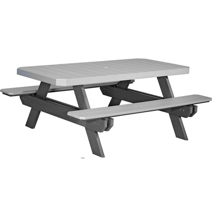 LuxCraft LuxCraft Dove Gray Recycled Plastic 6' Rectangular Picnic Table Dove Gray On Slate Tables P6RPTDGS