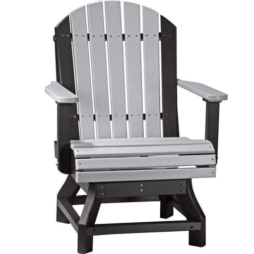 LuxCraft LuxCraft Dove Gray Recycled Plastic Adirondack Swivel Chair With Cup Holder Dove Gray On Black / Bar Chair Adirondack Chair PASCBDGB