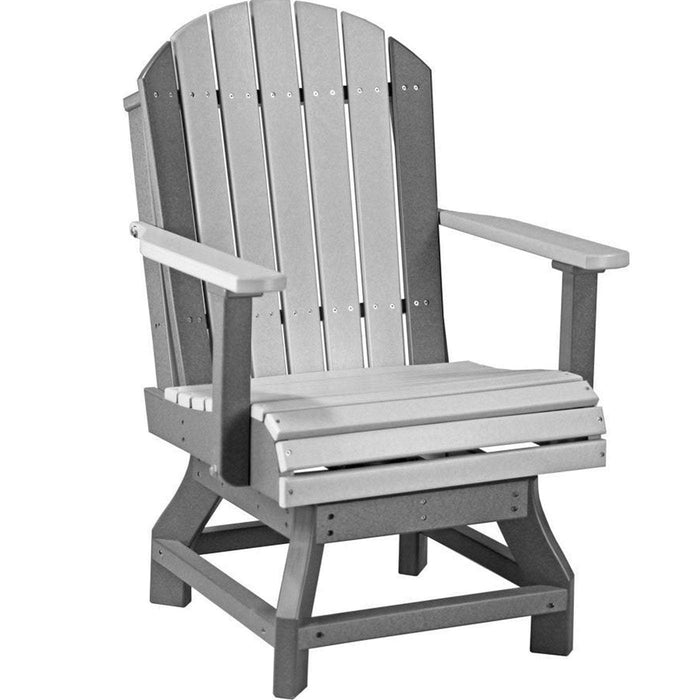 LuxCraft LuxCraft Dove Gray Recycled Plastic Adirondack Swivel Chair With Cup Holder Dove Gray On Slate / Bar Chair Adirondack Chair PASCBDGS