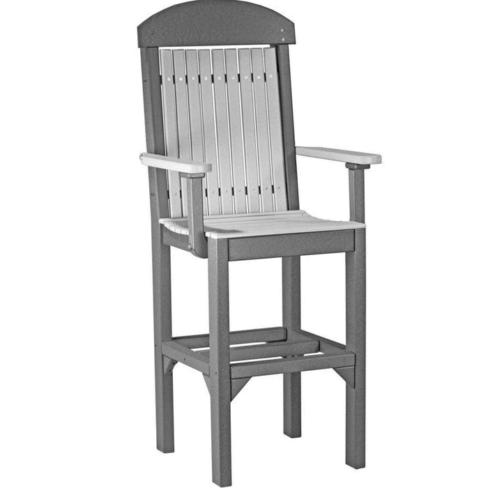 LuxCraft LuxCraft Dove Gray Recycled Plastic Captain Chair With Cup Holder Dove Gray On Slate / Bar Chair Chair PCCBDGS