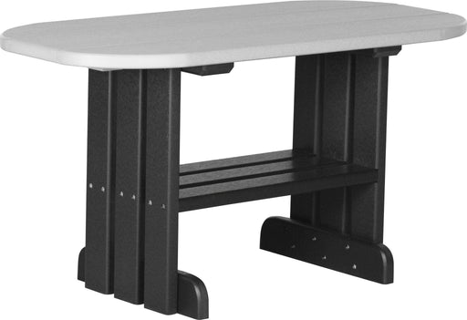 LuxCraft LuxCraft Dove Gray Recycled Plastic Coffee Table With Cup Holder Dove Gray on Black Coffee Table PCTDGB