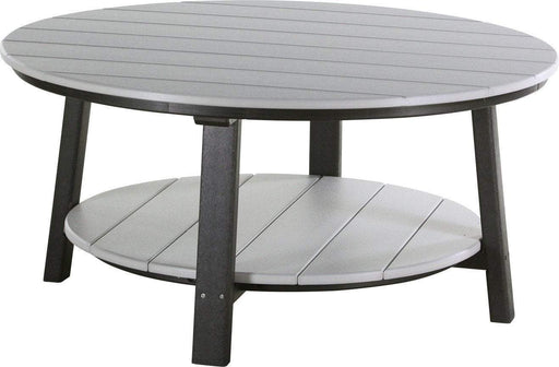 LuxCraft LuxCraft Dove Gray Recycled Plastic Deluxe Conversation Table With Cup Holder Dove Gray on Black Conversation Table PDCTDGB