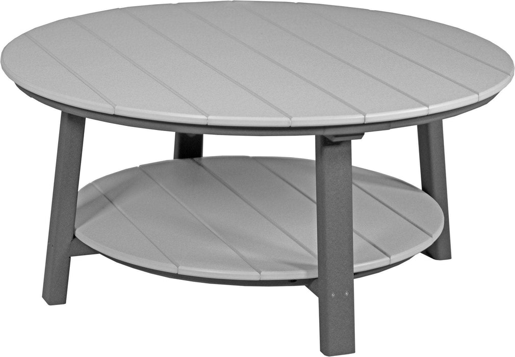 LuxCraft LuxCraft Dove Gray Recycled Plastic Deluxe Conversation Table With Cup Holder Dove Gray on Slate Conversation Table PDCTDGS