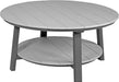 LuxCraft LuxCraft Dove Gray Recycled Plastic Deluxe Conversation Table With Cup Holder Dove Gray on Slate Conversation Table PDCTDGS