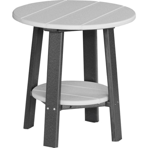 LuxCraft LuxCraft Dove Gray Recycled Plastic Deluxe End Table With Cup Holder Dove Gray On Black End Table PDETDGB