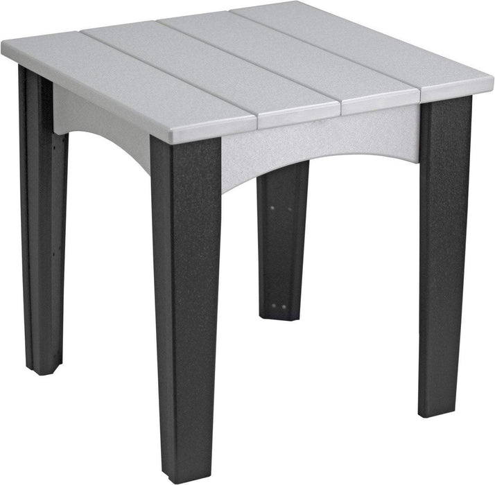 LuxCraft LuxCraft Dove Gray Recycled Plastic Island End Table With Cup Holder Dove Gray on Black Accessories IETDGB