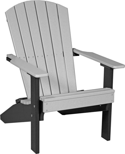 LuxCraft LuxCraft Dove Gray Recycled Plastic Lakeside Adirondack Chair Dove Gray on Black Adirondack Deck Chair LACDGB