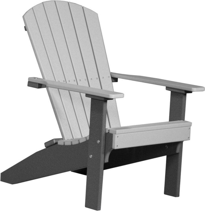 LuxCraft LuxCraft Dove Gray Recycled Plastic Lakeside Adirondack Chair Dove Gray on Slate Adirondack Deck Chair LACDGS