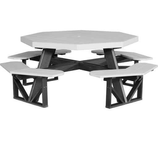 LuxCraft LuxCraft Dove Gray Recycled Plastic Octagon Picnic Table Dove Gray On Black Tables POPTDGB