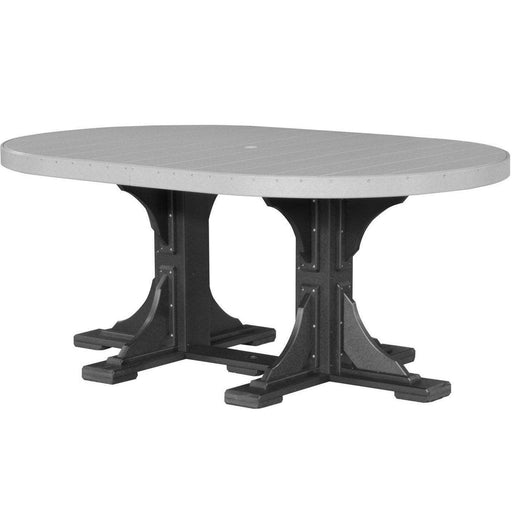 LuxCraft LuxCraft Dove Gray Recycled Plastic Oval Table With Cup Holder Dove Gray On Black / Bar Tables P46OTBDGB