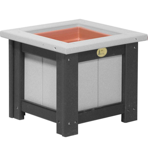 LuxCraft LuxCraft Dove Gray Recycled Plastic Square Planter With Cup Holder Dove Gray On Black / 15" Planter Box P15SPDGB