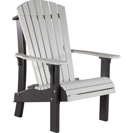 LuxCraft LuxCraft Dove Gray Royal Recycled Plastic Adirondack Chair Dove Gray On Black Adirondack Deck Chair RACDGB