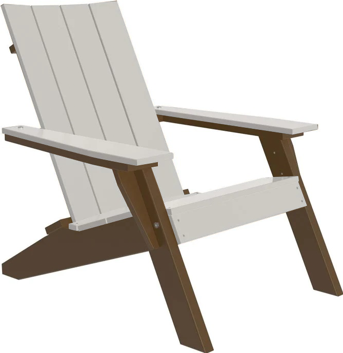 LuxCraft Luxcraft Dove Gray Urban Adirondack Chair With Cup Holder Dove Gray on Chestnut Brown Adirondack Deck Chair UACDGCB
