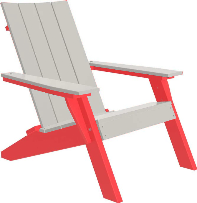 LuxCraft Luxcraft Dove Gray Urban Adirondack Chair With Cup Holder Dove Gray on Red Adirondack Deck Chair