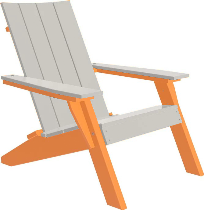 LuxCraft Luxcraft Dove Gray Urban Adirondack Chair With Cup Holder Dove Gray on Tangerine Adirondack Deck Chair