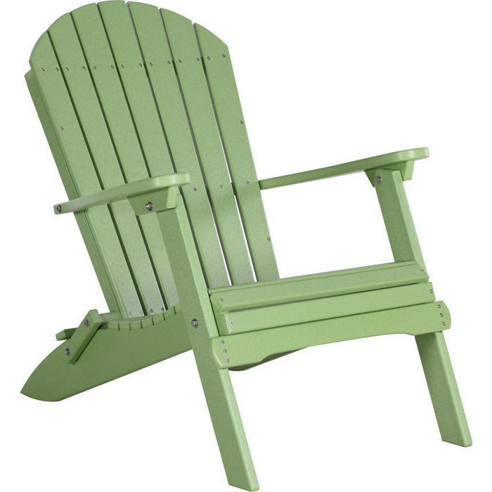 LuxCraft LuxCraft Folding Recycled Plastic Adirondack Chair Lime Green Adirondack Deck Chair PFACLG