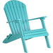 LuxCraft LuxCraft Folding Recycled Plastic Adirondack Chair With Cup Holder Aruba Blue Adirondack Deck Chair PFACAB